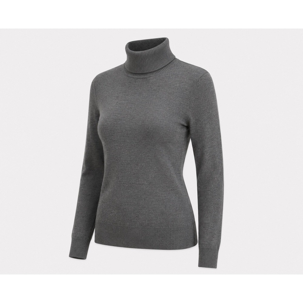 Spier & Mackay Women's L 100% Merino Wool Gray Turtleneck Sweater Classic